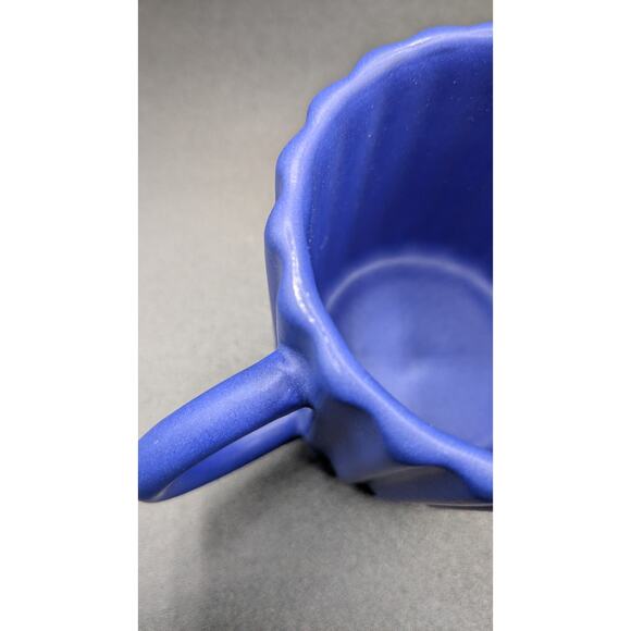 Set of 2 Ripple Mugs Bilge Nur Saltik Colbalt Blue Stoneware. 14 oz - Picture 4 of 5